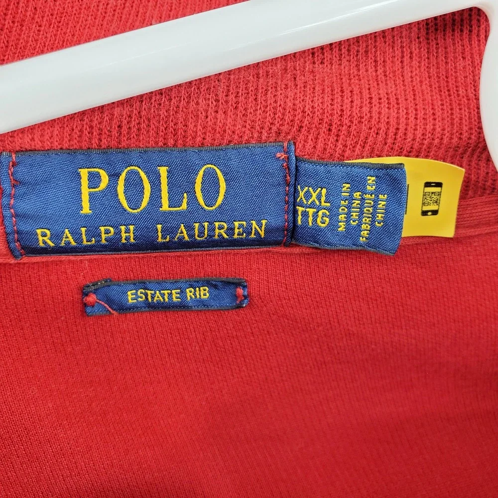 Polo Ralph Lauren Mens XXL Estate Rib Quarter Zip Pullover Red Cotton Preppy Ivy